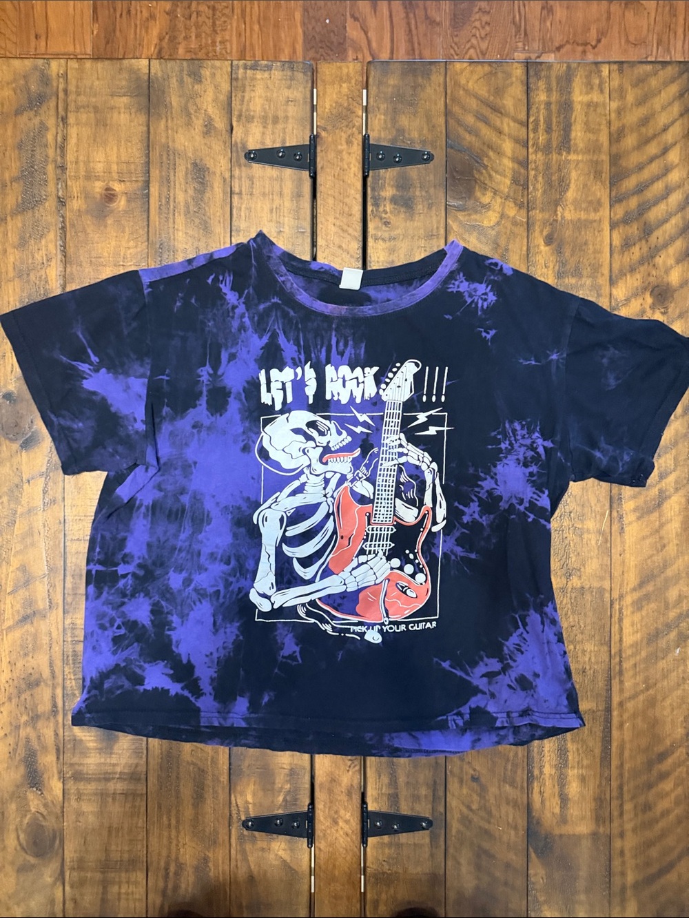 ROMWE Purple Tie-Dye Skeleton Guitar Graphic Tee